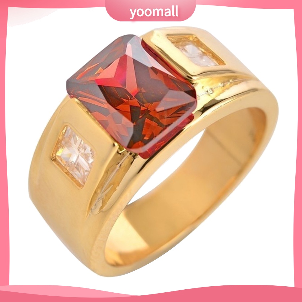 Nhẫn Mặt Vuông Đính Đá Thời Trang Dành Cho Nam