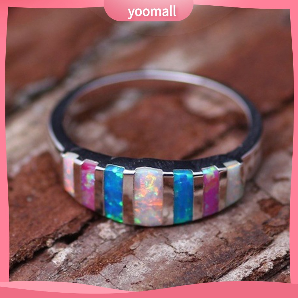 Nhẫn Đính Đá Opal Nhân Tạo Nhiều Màu Thời Trang Cho Nữ