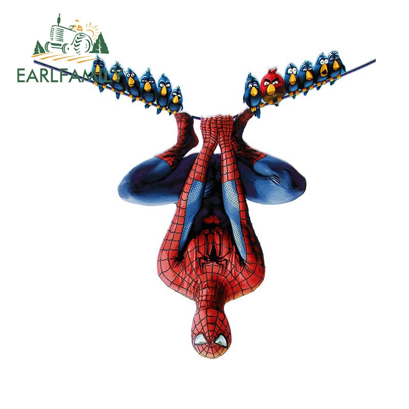 Nhãn Dán Trang Trí Xe Hơi / Ván Trượt / Laptop Họa Tiết Người Nhện Marvel Earlamily 13cm Bằng Vinyl Chống Thấm Nước