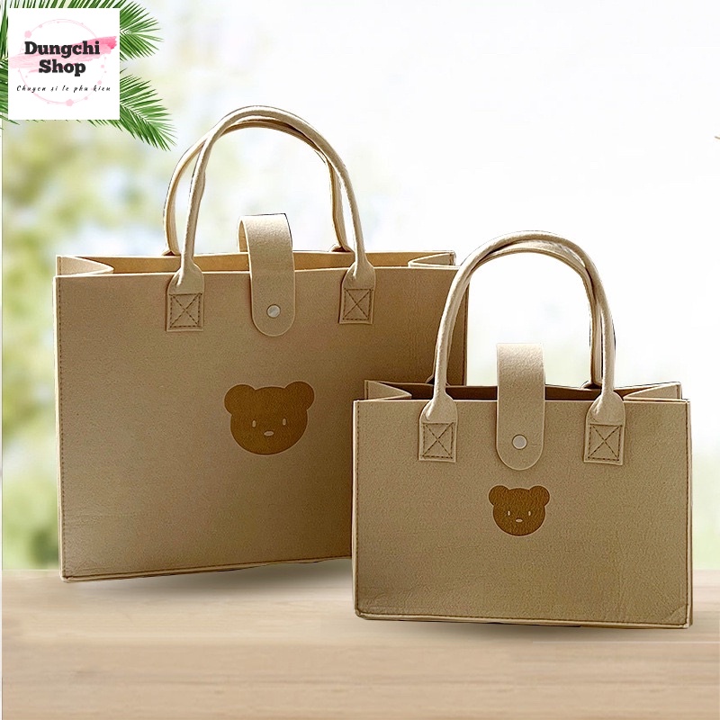Túi xách nỉ gấu cute 2 size