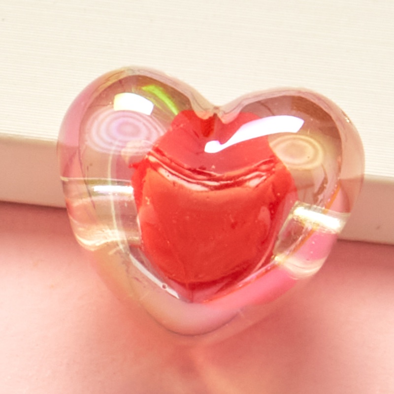 Set 10 Hạt Cườm Xỏ Lỗ Hình Trái Tim Nhiều Màu Sắc 20mm Dùng Để Làm Đồ Trang Sức Thủ Công