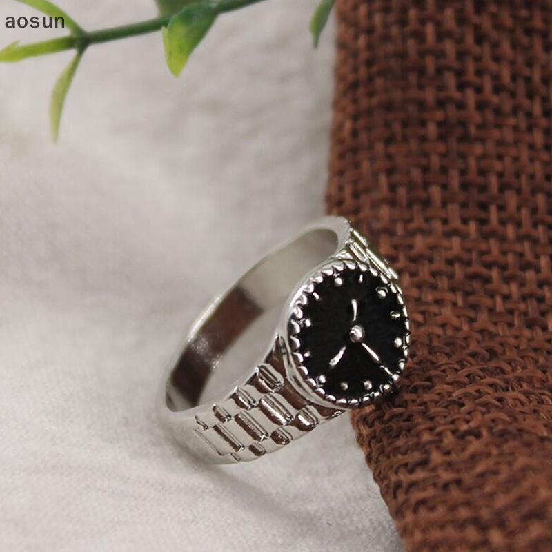 Aosun Nhẫn Thời Trang Hình Đồng Hồ Hình Học Đơn Giản Cá Tính