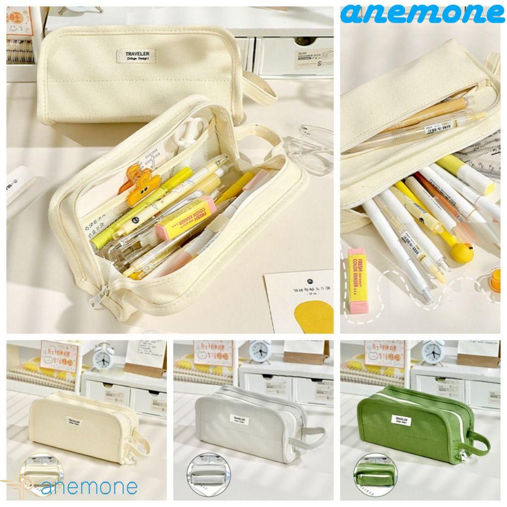 ANEMONE Túi Đựng Đồ Trang Điểm Nhiều Ngăn Sức Chứa Lớn Phong Cách Hàn Quốc Đơn Giản