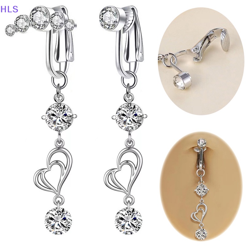 [HLS] Khuyên Rốn Đính Đá Zircon Hình Trái Tim Trang Sức Không Cần Xỏ Lỗ Dành Cho Nữ