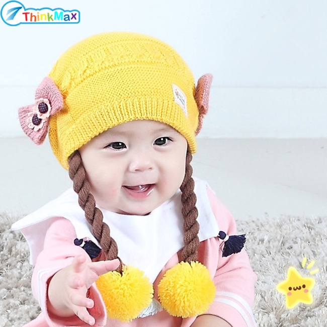 Mũ Len Gắn Nơ Cho Bé Từ 3-18 Tháng Tuổi