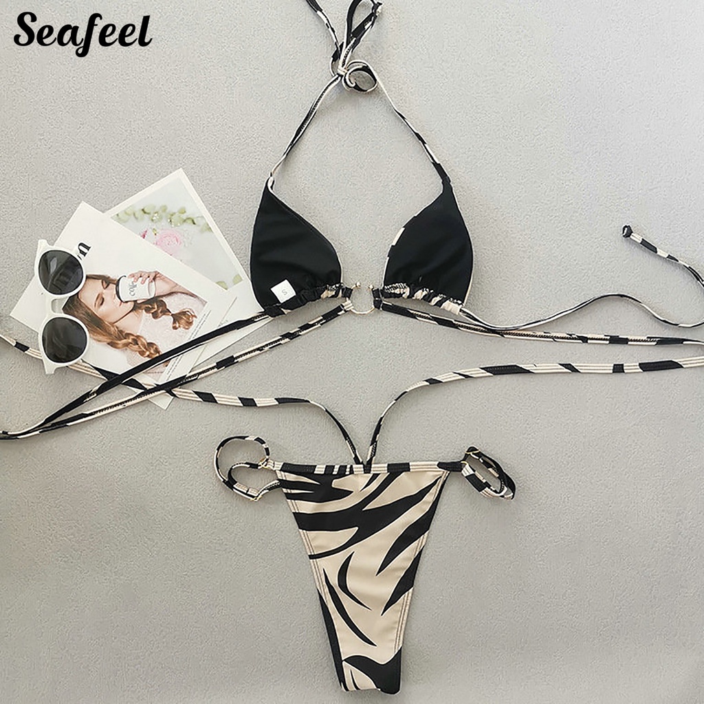 Set 2 Dây Áo Ngực Họa Tiết Ngựa Vằn Quyến Rũ Dành Cho Nữ