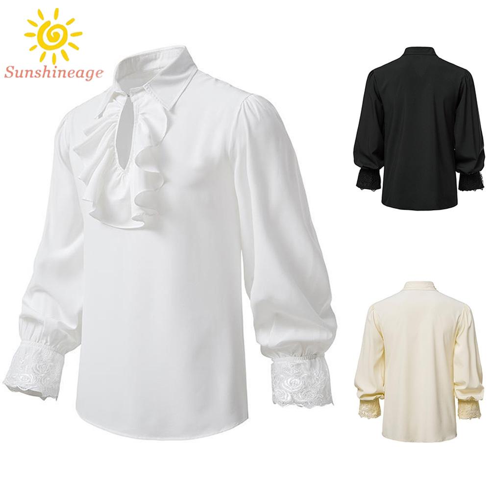 Áo Sơ Mi Thắt Dây Phong Cách Victorian Thoải Mái Cho Nam