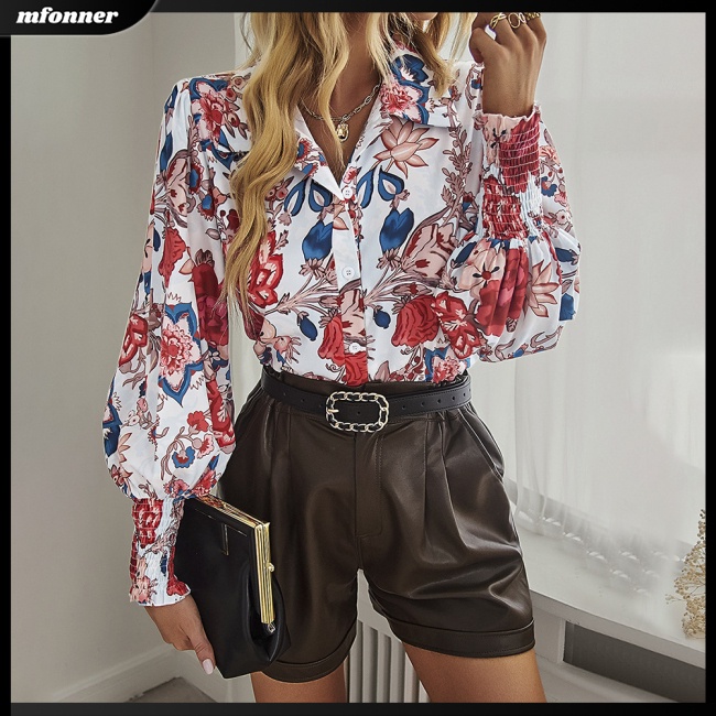 Áo Sơ Mi Tay Dài Phồng In Họa Tiết Phong Cách Bohemian Thời Trang Cho Nữ