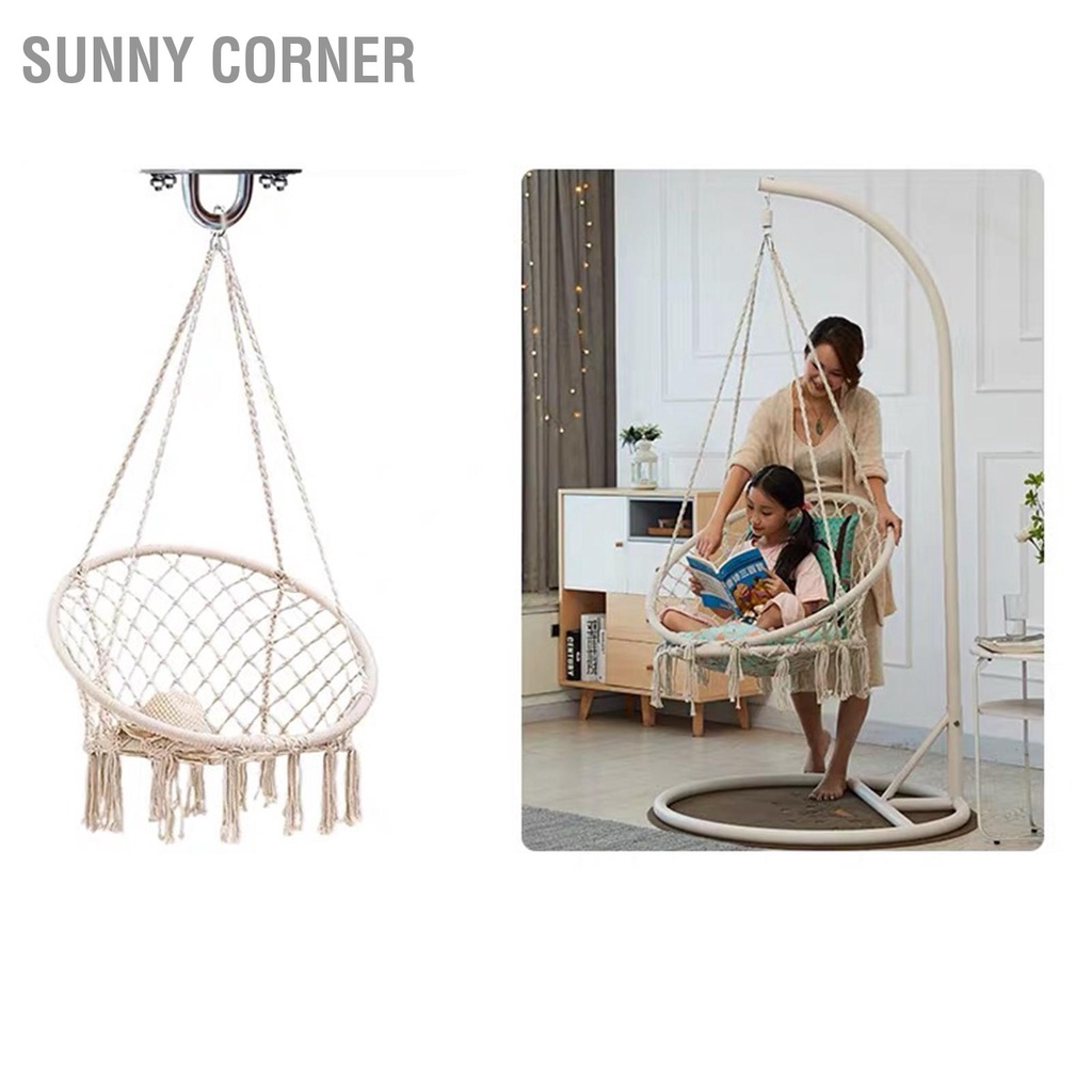 Sunny corner Có hàng sẵn Ghế Võng Xích Đu Macrame Lưới Dệt Kim Treo Sân Thượng Ban Công Vườn Phòng Khách