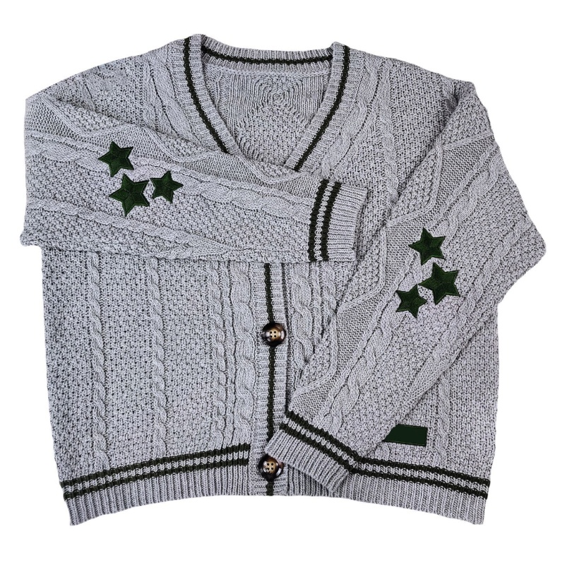 Áo Khoác Cardigan Dệt Kim Tay Dài Cổ Chữ v Cài Nút Hình Ngôi Sao Thời Trang Mùa Thu Cho Nữ