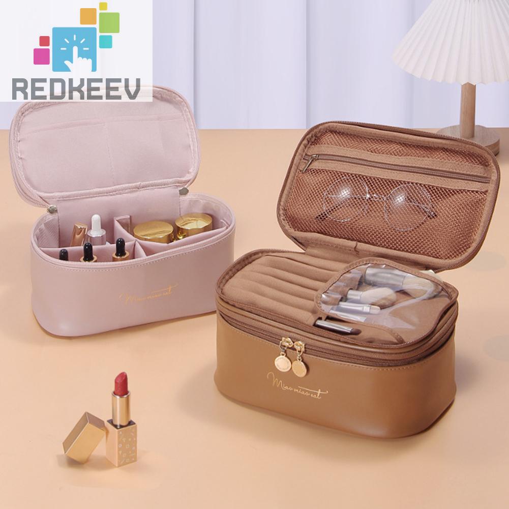 Túi Đựng Mỹ Phẩm Hai Lớp Thắt Nơ Xinh Xắn Cho Nữ