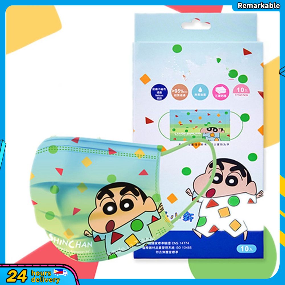 Bộ 50 Khẩu Trang Ba Lớp Họa Tiết Hoạt Hình Cậu Bé Bút Chì Shin-chan Chuột Mickey Gấu Pooh Dùng Một Lần