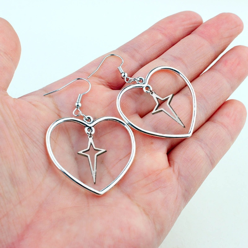 Bông Tai Dáng Dài Hình Ngôi Sao / Trái Tim Rỗng Phong Cách Vintage Thời Trang 2023 Cho Nữ Y2k