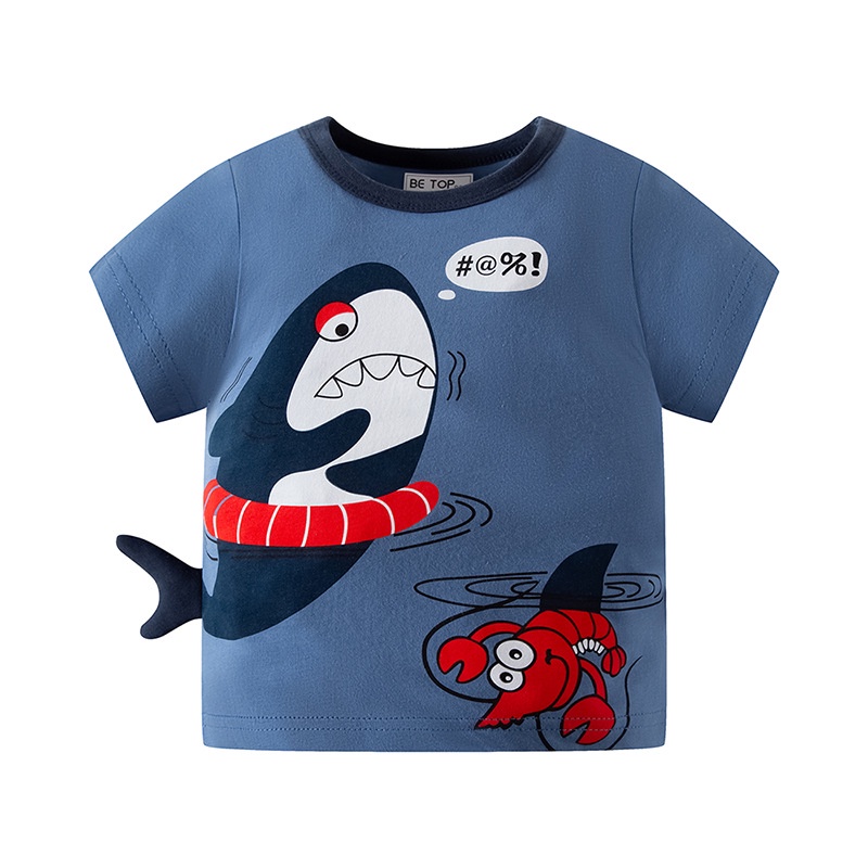 Áo Thun Cotton Tay Ngắn In Họa Tiết Hoạt Hình 3D Thời Trang Mùa Hè Dành Cho Trẻ Em 1-10Y 2023