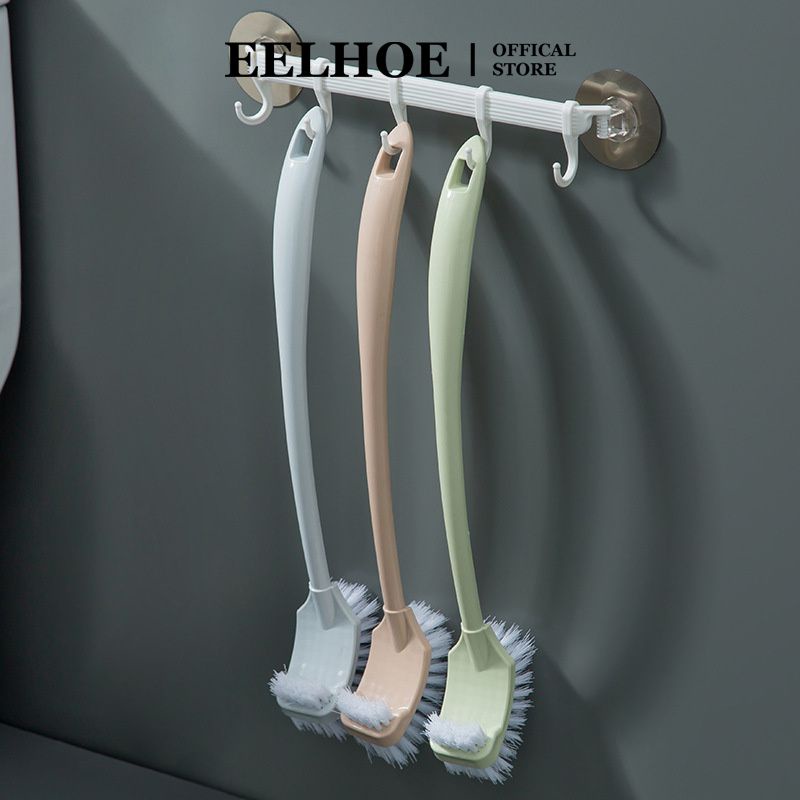 Bàn chải nhà vệ sinh EELHOE làm sạch đôi tay cầm dài bằng nhựa dày không có góc chết lông mềm hai mặt