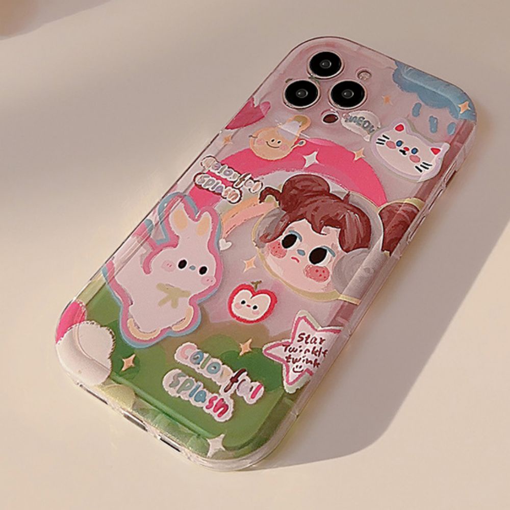 Ốp Điện Thoại TPU Dẻo Họa Tiết Hoạt Hình Cô Gái / Thỏ Dễ Thương Cho IPhone 11 12 13 14 Pro Max