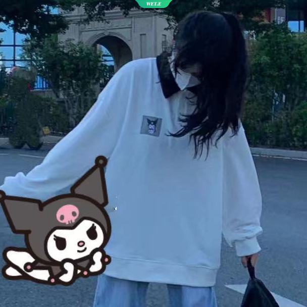 SANRIO Áo polo Tay Dài Dáng Rộng Mềm Mại Thoải Mái Phong Cách Nhật Bản Cho Nữ