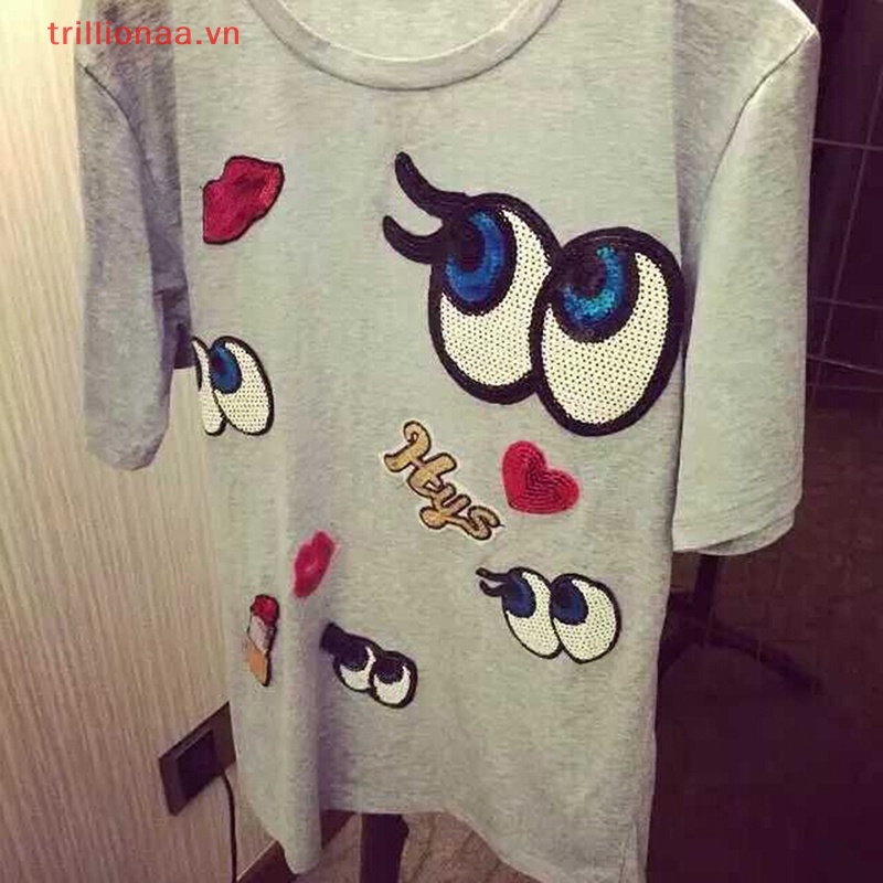 Sticker Ủi Thêu Hình Đôi Mắt Hoạt Hình Dễ ThươngVn Mới Mới VN