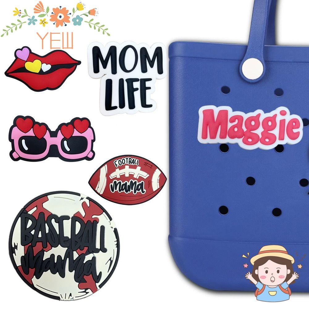 Phụ Kiện Trang Trí Túi Xách Bằng Cao Su PVC Chất Lượng Cao Hình Đôi Môi / Chữ Cái Cho Nữ