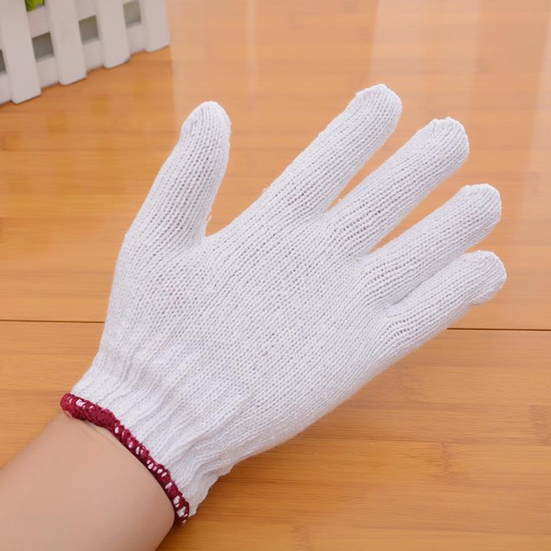 Găng Tay Bảo Hộ Lao Động Sợi Poly 50G Ôm Sát, Chống Trượt, Chống Giãn, Thao Tác Linh Hoạt (Màu Trắng-Loại Dày)