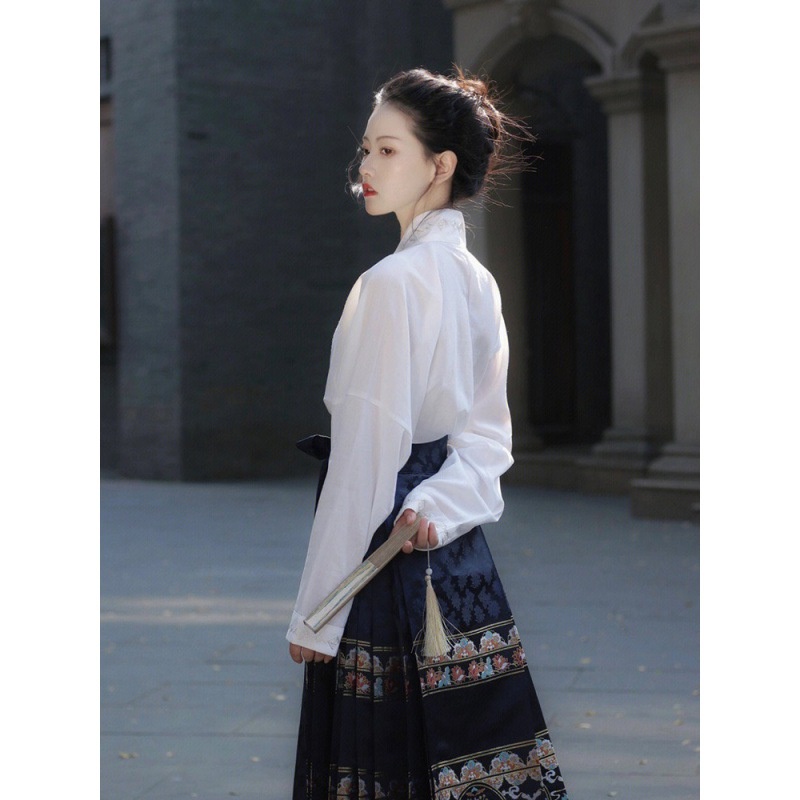 Set Áo Thun Ngắn Tay + Chân Váy Yếm Phong Cách Trung Hoa Mới