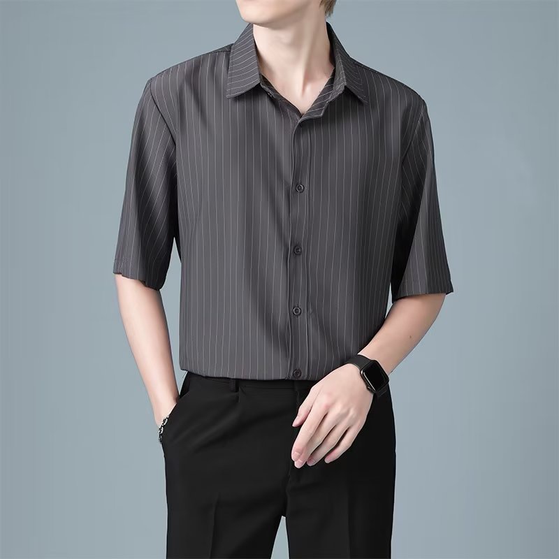 Áo Sơ Mi Lụa Mỏng In Họa Tiết Ngôi Sao Thời Trang Xuân Hè Cho Nam