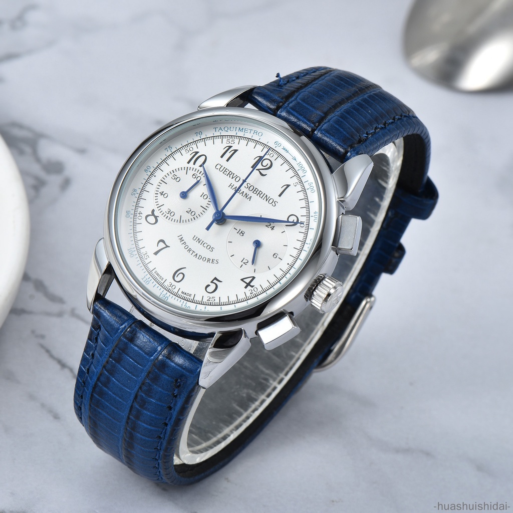 Đồng Hồ Quartz Cuervo Y Sobrinos Với Dây Đeo Da