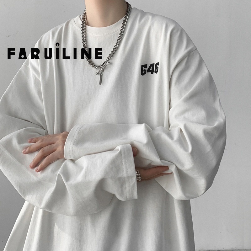 Áo Thun Trắng Faruiline Dài Tay Size Lớn Phong Cách Đường Phố Cho Nam HZFMC1243