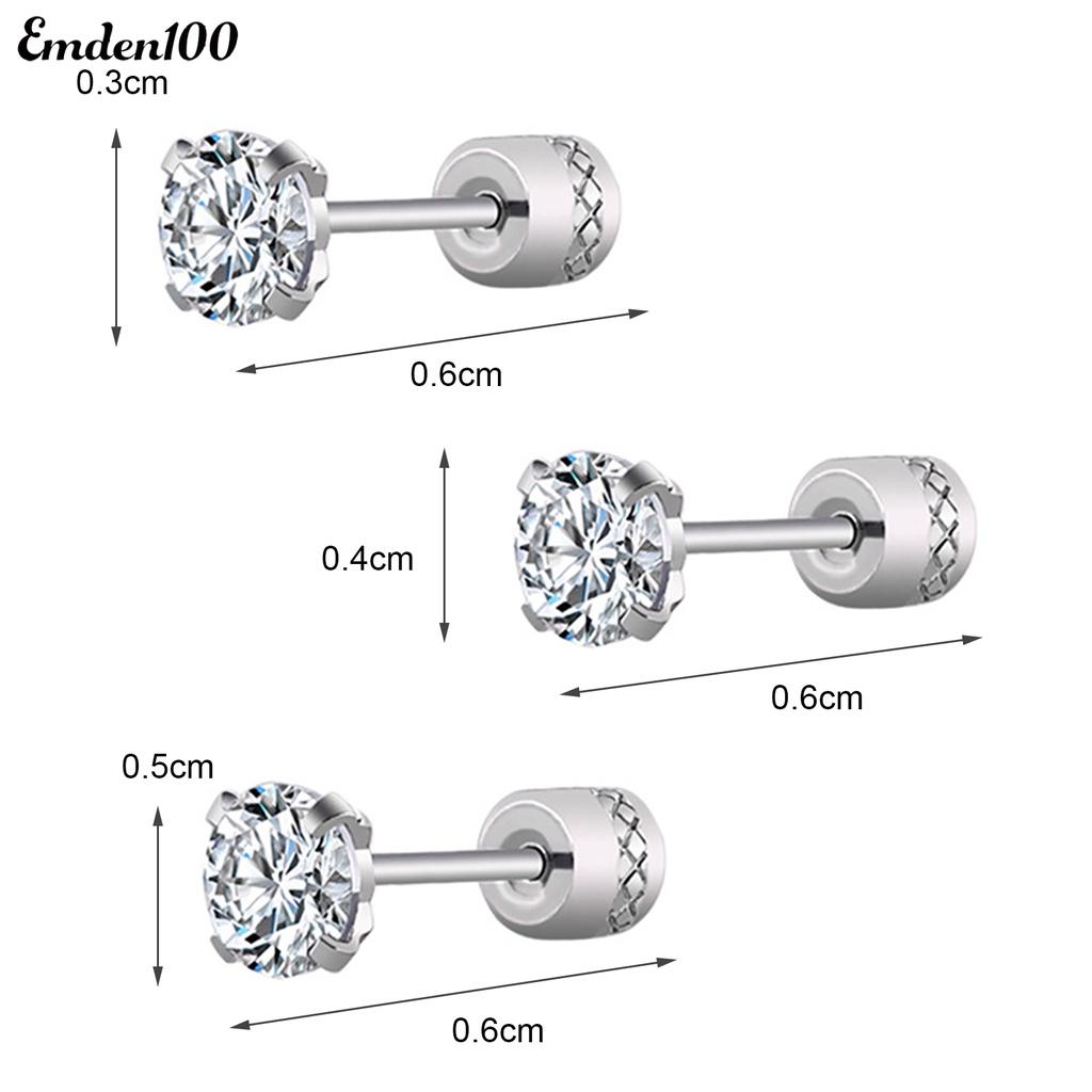 Bông Tai Tròn Bằng Thép Titanium Đính Đá Zircon Thời Trang Cho Nam Và Nữ