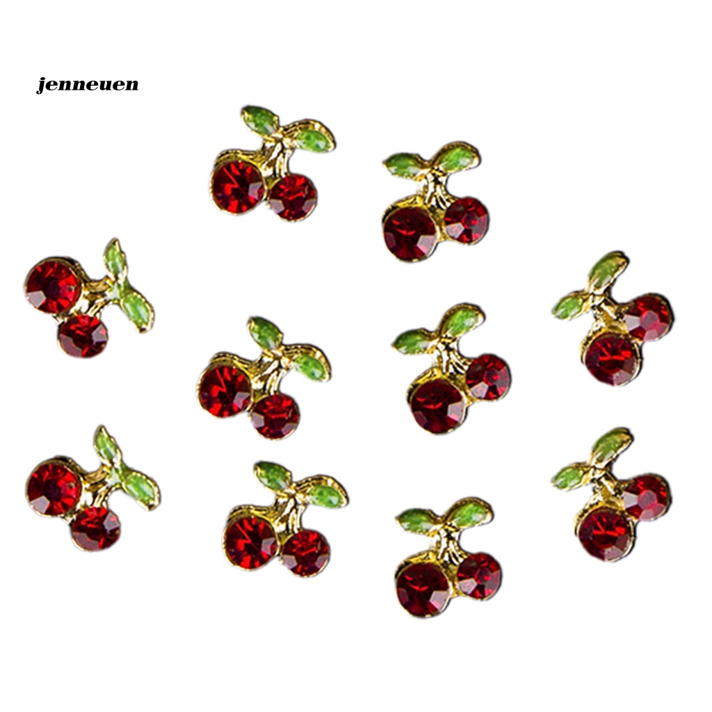 Set 10 Hạt Đá Đính Trang Trí Móng Hình Quả Cherry 3D Lấp Lánh