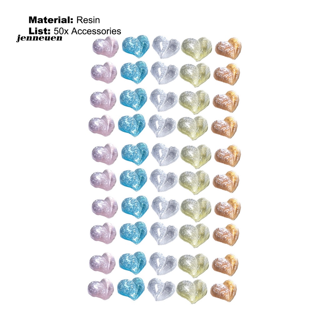 Set 50 Phụ Kiện Trang Trí Móng Tay Mini Hình Ngôi Sao / Trái Tim / Trái Tim Tinh Tế Cho Nữ Charms