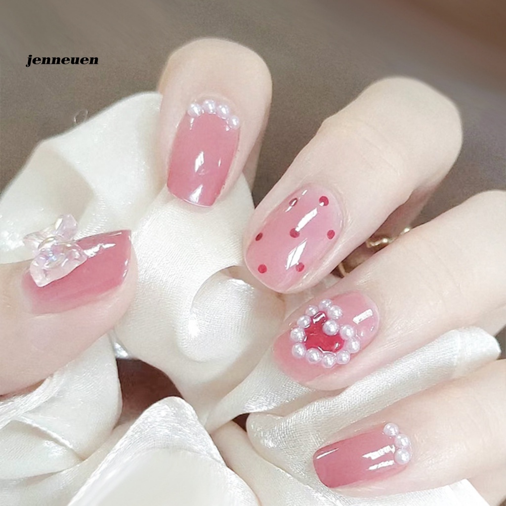 Bộ 50 Móng Tay Giả Đính Đá / Ngọc Trai / Nơ / Trái Tim / Nơ Lưng Dùng Trang Trí Nghệ Thuật