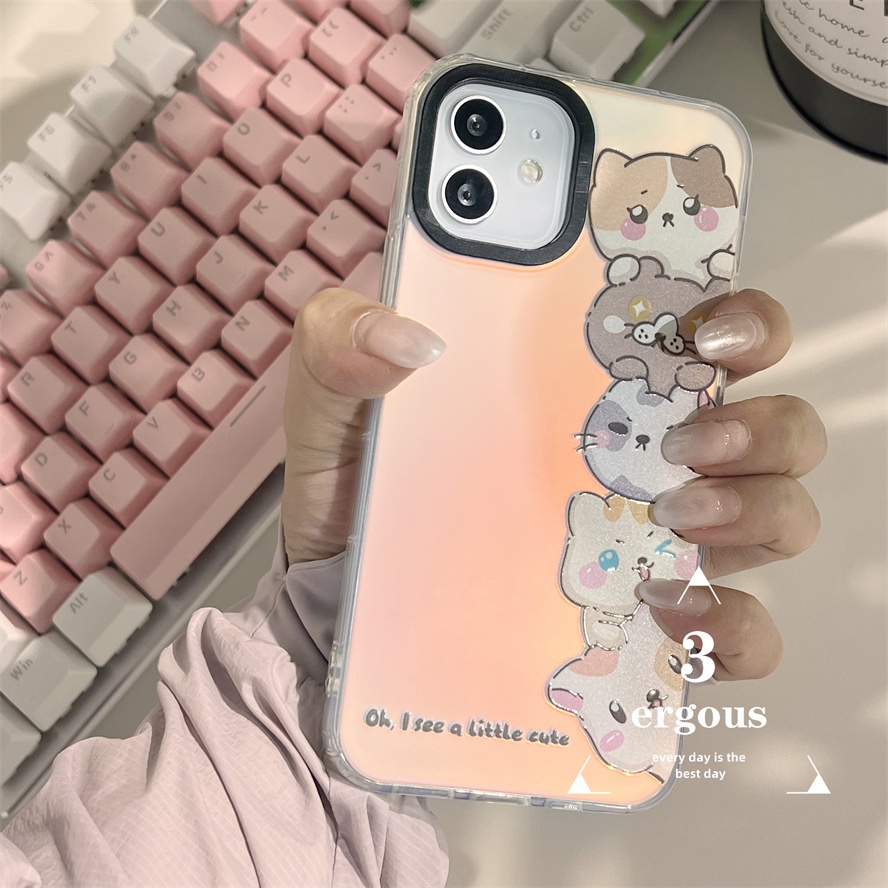 Ốp Điện Thoại Silicone Mềm Chống Sốc Màu Laser In Hình Thỏ Cho iPhone 14 13 12 11 Pro Max SE2020 X Xr Xs Max 8 7 Plus