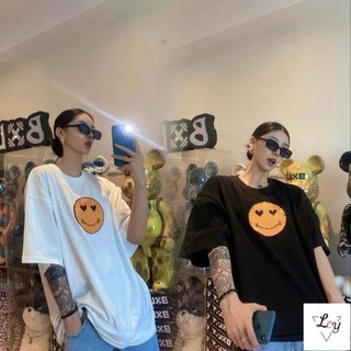 Áo thun ngắn tay unisex in hình mặt cười bằng cotton nguyên chất, đính sequin đổi màu, mang tính tương tác và cảm xúc, sáng tạo, hợp thời trang, độc đáo, thời thượng, đa năng, thiế