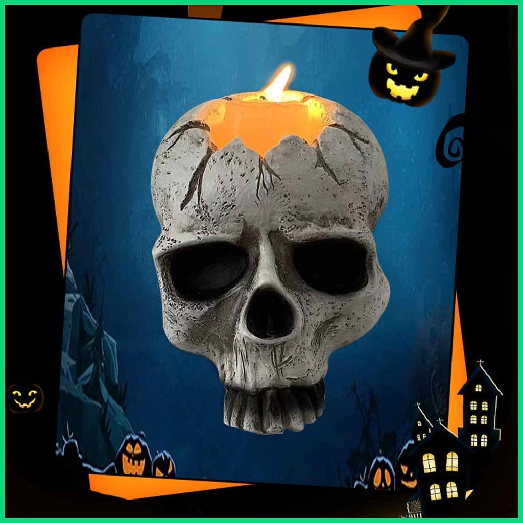 Giá Đỡ Đèn Cầy Hình Đầu Lâu Bằng Nhựa Resin Phong Cách Gothic Độc Đáo