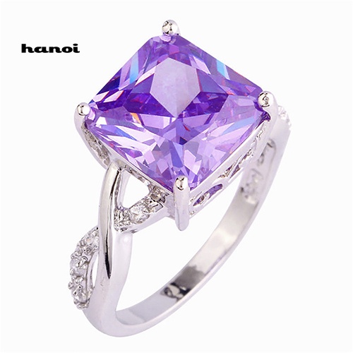 Nhẫn Đính Hôn Mặt Vuông Đính Đá Thời Trang Cho Nữ