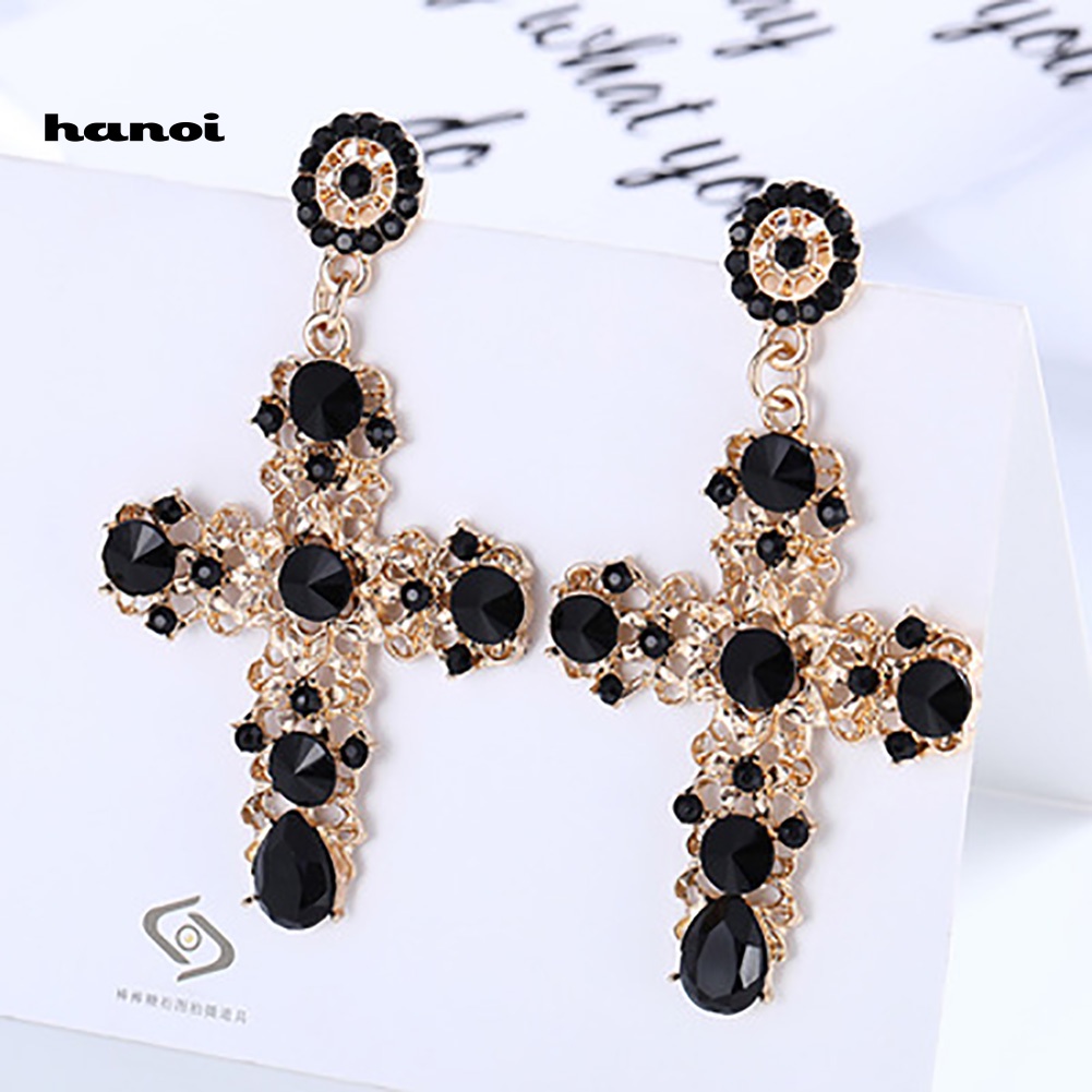 Bông Tai Thánh Giá ĐíNh Kim Cương Giả Phong CáCh Cổ ĐiểN