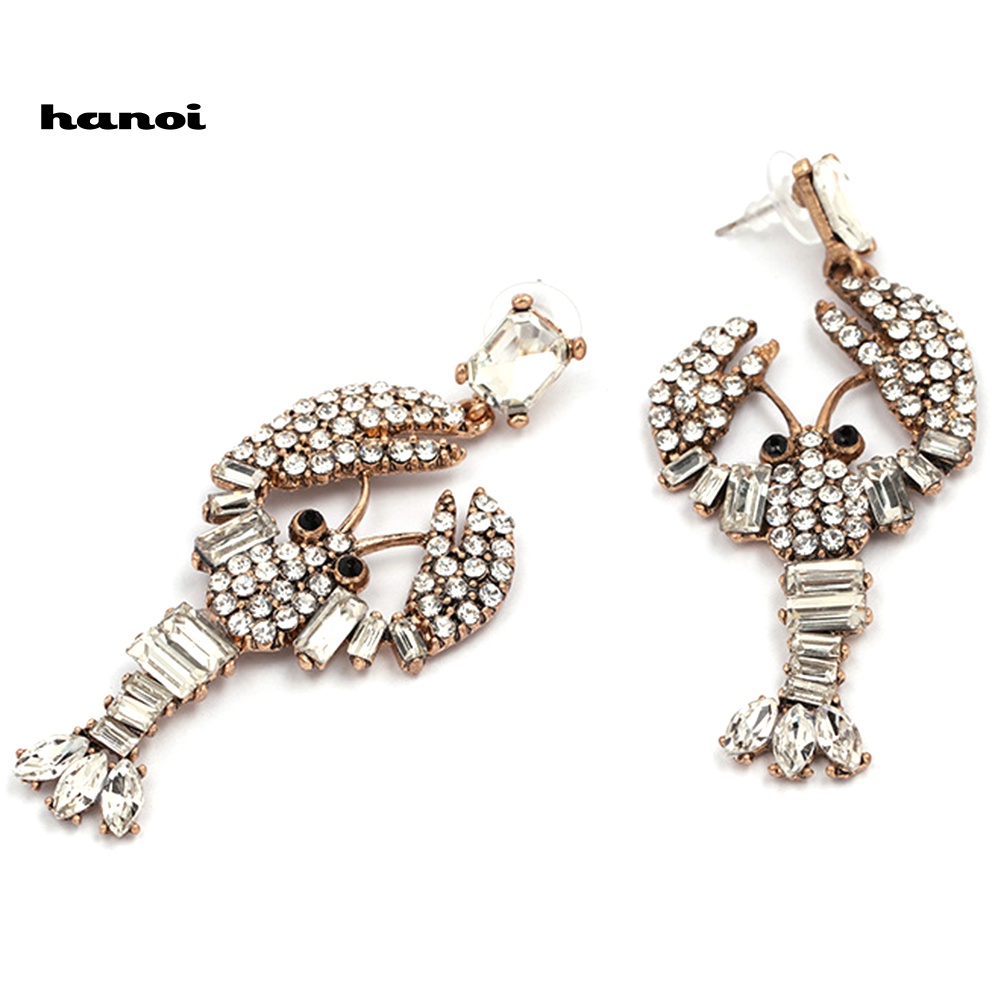 Bông Tai Hình Tôm Hùm Đính Đá Sáng Tạo Cho Nữ