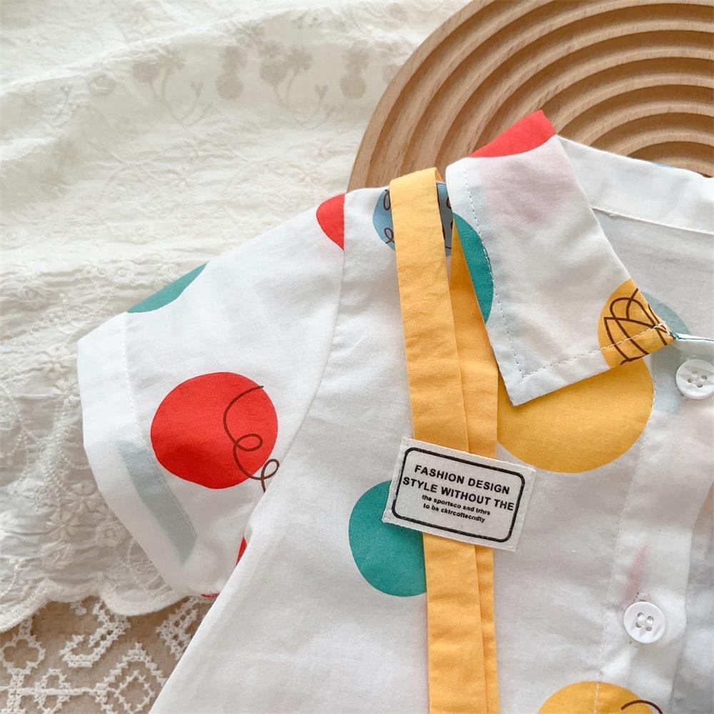 Áo Liền Quần Tay Ngắn Họa Tiết Chấm Bi / Gấu Trúc Nhiều Màu Thời Trang Mùa Hè Xinh Xắn Cho Bé Trai