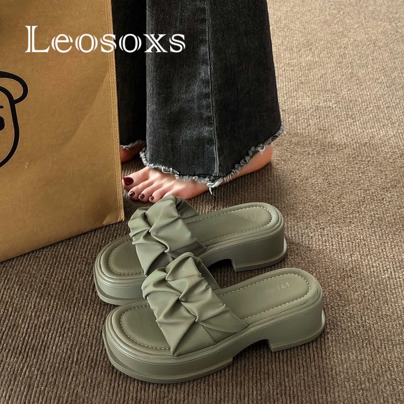 Leosoxs dép sandal nữ dép bánh mì nữ thời trang dép đế cao Chống Trượt 072019