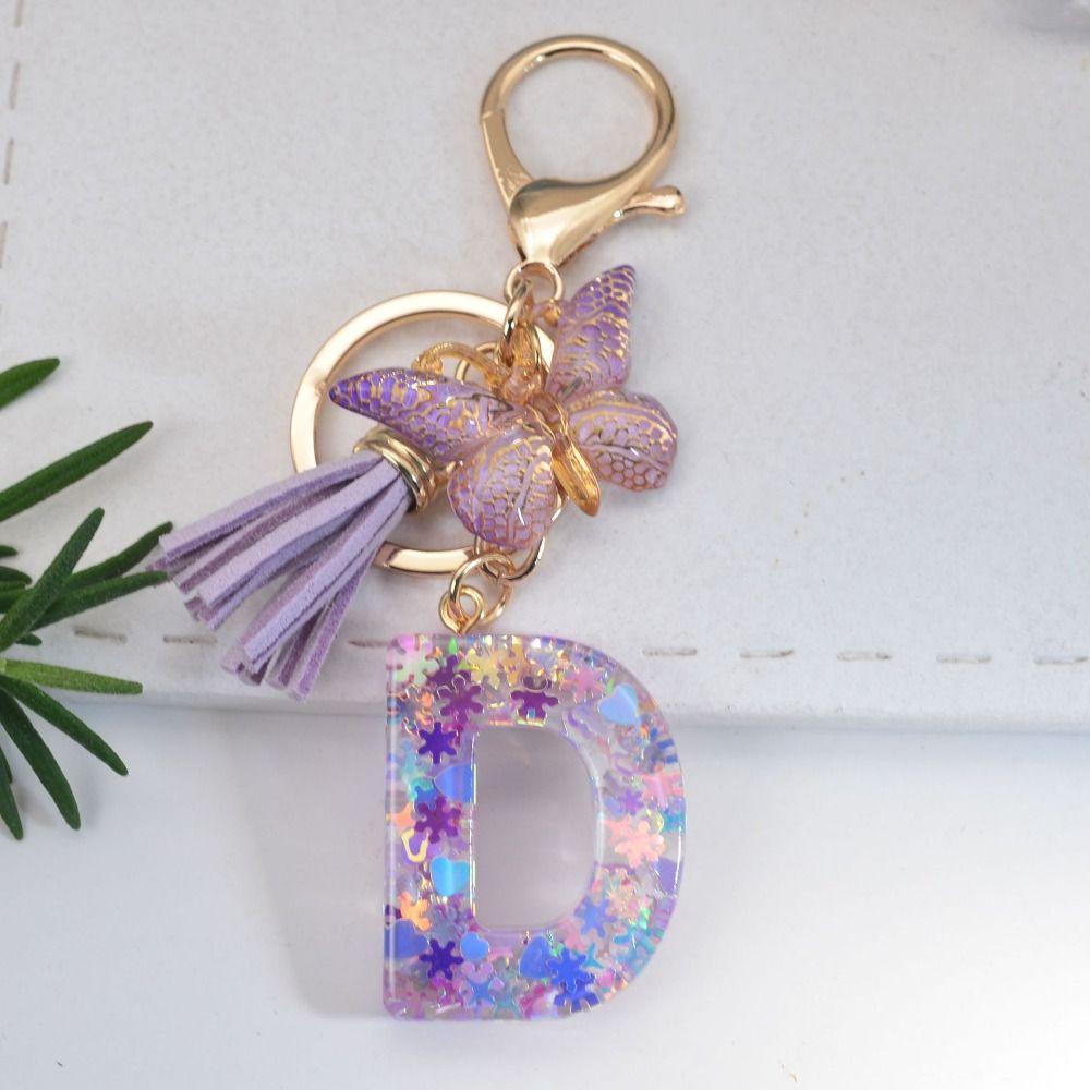 Set 26 Móc Khóa Hình Bông Tuyết / Bướm / Bông Tuyết Phối Tua Rua Màu Tím Z 26
