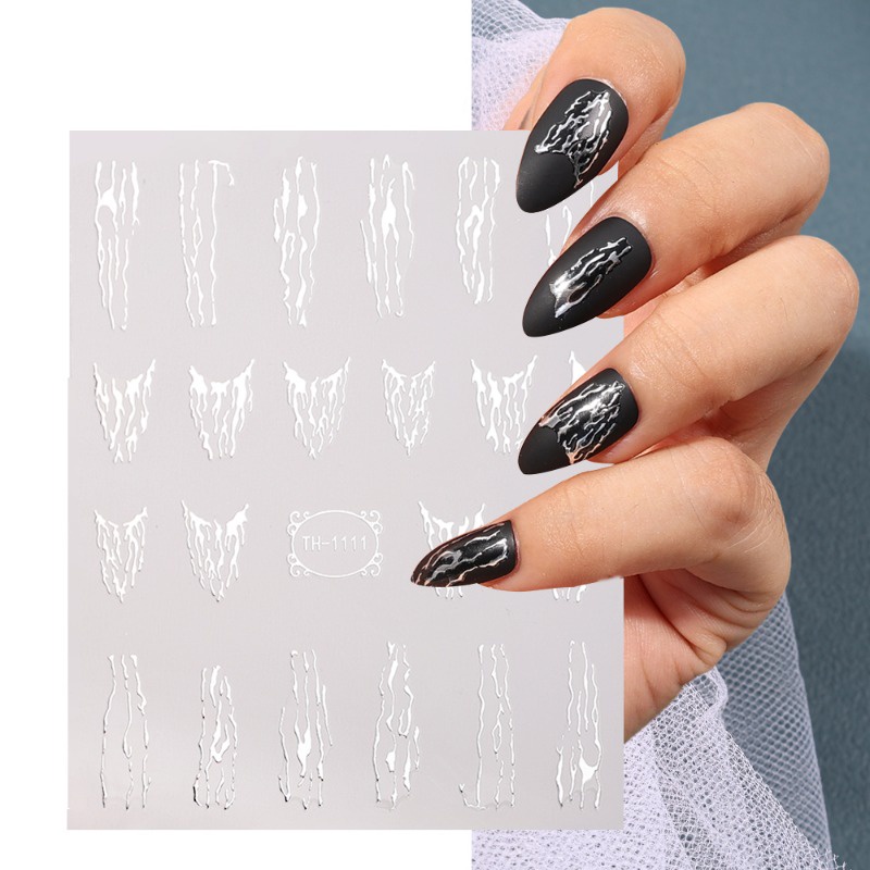 Nhãn Dán Trang Trí Móng Tay Tự Dính Họa Tiết Mặt Trăng Ngôi Sao Trái Tim Dập Nổi 3D Sáng Tạo