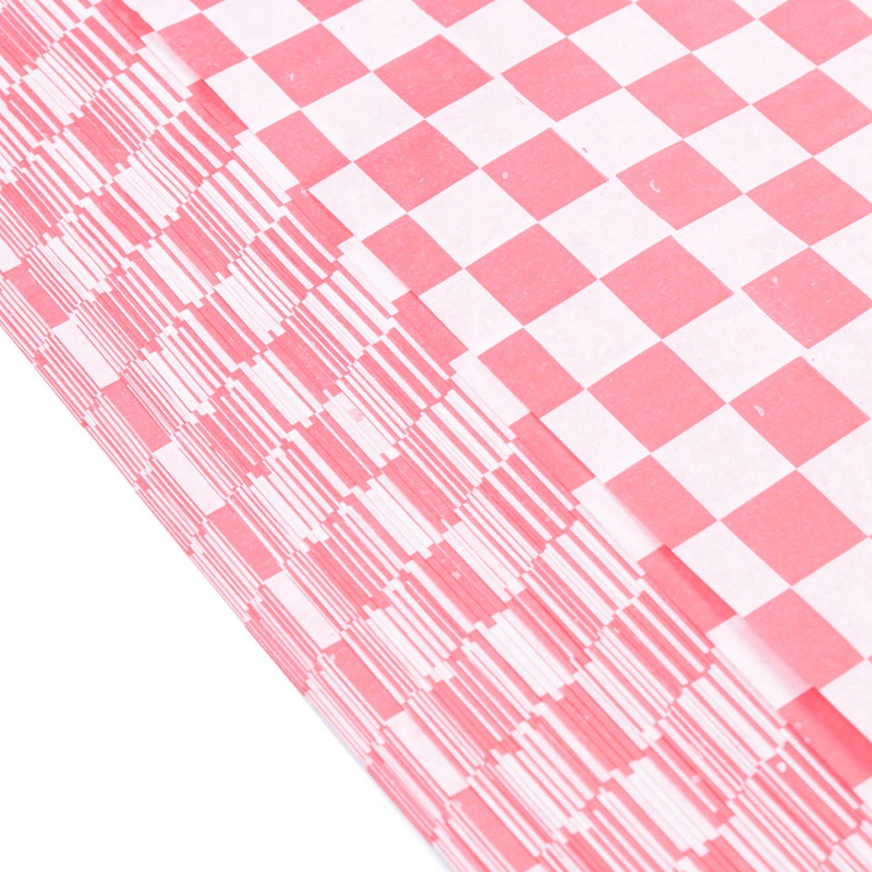 Set 400 Giấy Gói Bánh Kẹo / Burger / Burger / Burger Họa Tiết Sọc Caro Đỏ Và Trắng