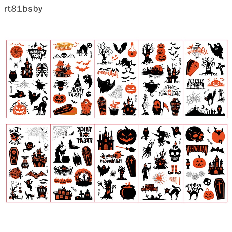 Set 10 Hình Xăm Dán Họa Tiết Halloween Vui Nhộn Cho Bé