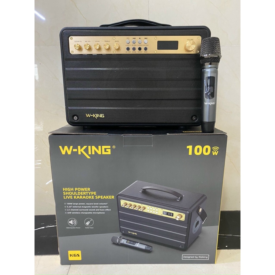 Loa Bluetooth karaoke Vimu/W-King K6L công suất 120w 2 míc đi kèm/W-king k6S/K6 Plus