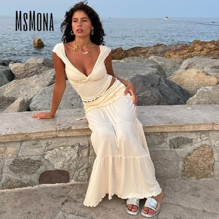 MsMona Nữ Thời Trang Mới Váy Cổ Chữ V Ôm Gợi Cảm