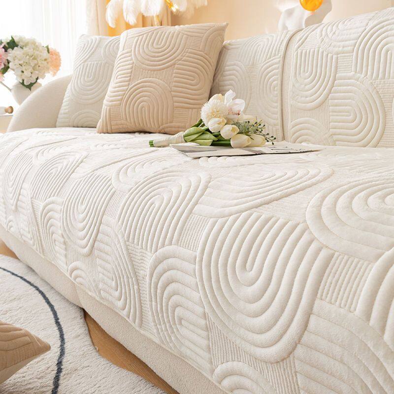 Vỏ Bọc Ghế Sofa Chữ L Bằng Nhung Dày Dặn Mềm Mại Màu Trơn Chống Trượt 1 / 2 / 3 / 4 Chỗ Ngồi Hình Chữ L