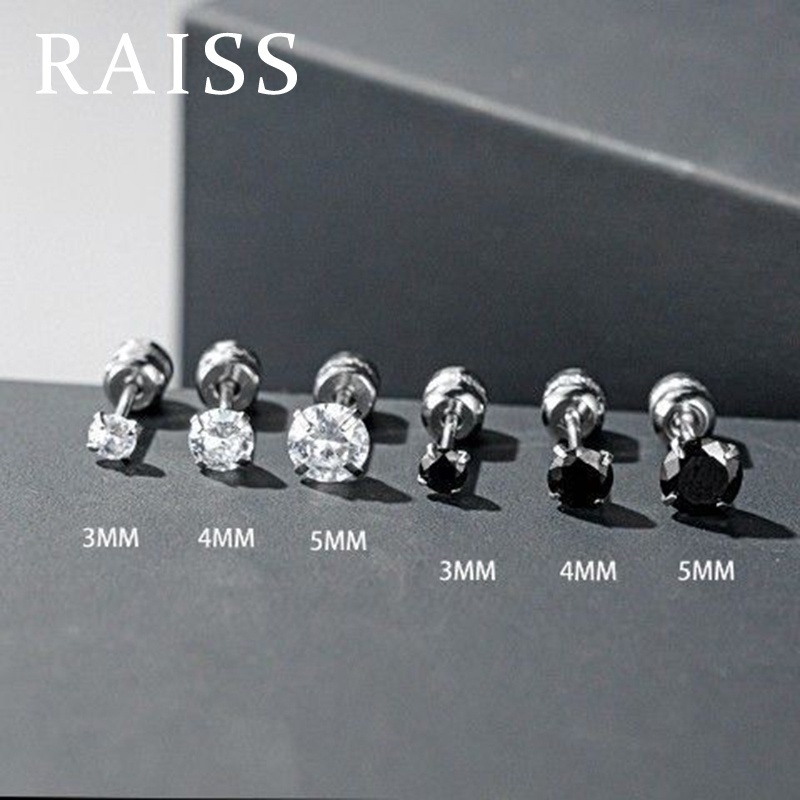 1 Đôi Bông Tai Thép Titan Không Gỉ Đính Kim Cương Giả Dành Cho Nam Và Nữ