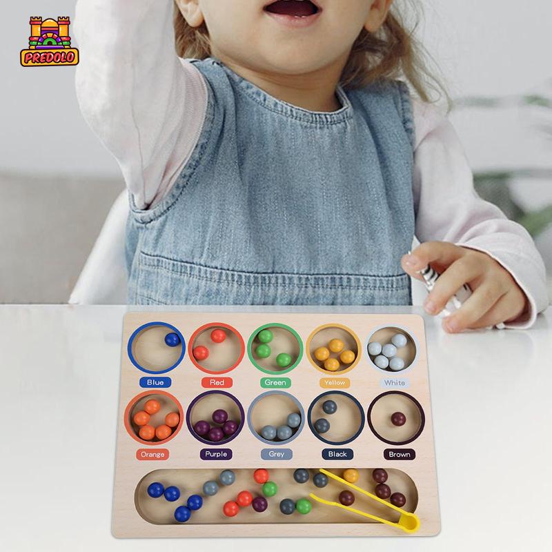 Predolo Đồ chơi trẻ em Hạt Gỗ Màu Cầu Vồng Cho Bé