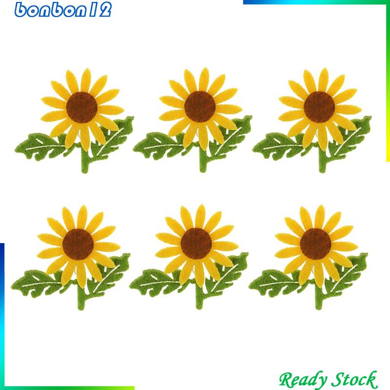 6 Miếng Vải Nỉ Hình Hoa Hướng Dương Trang Trí Scrapbook